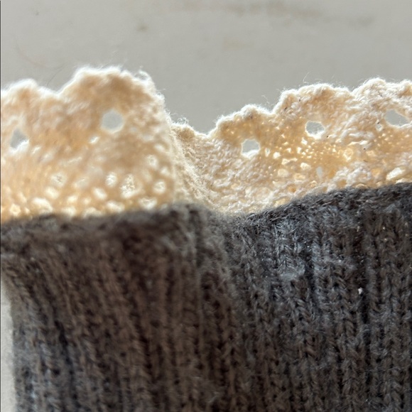 Gray Knit Boot Cuffs with Lace Trim and buttons - Picture 5 of 5